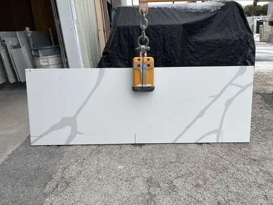 Full image of Stratus Quartz Calacatta Statuario Quartz countertop slab