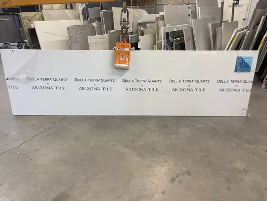 Full image of Della Terra Absolute White Quartz countertop slab