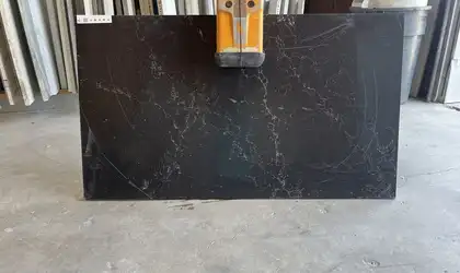 Full image of Daltile Liberty Black Black Quartz countertop slab
