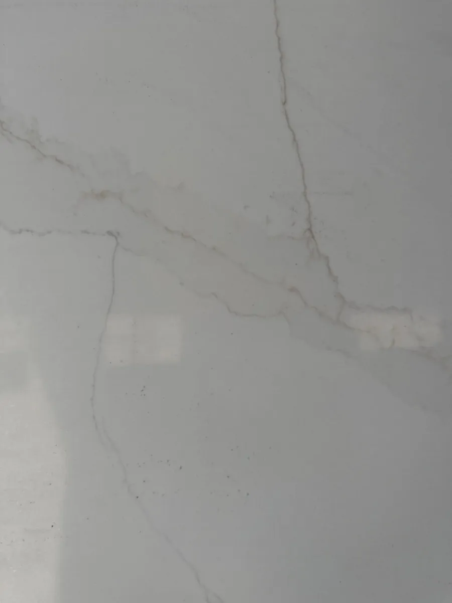 Closeup image of Stratus Quartz Calacatta Athena White Quartz countertop slab