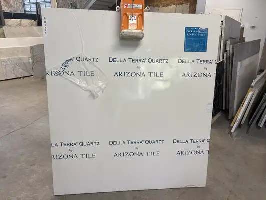 Full image of Della Terra Absolute White Quartz countertop slab