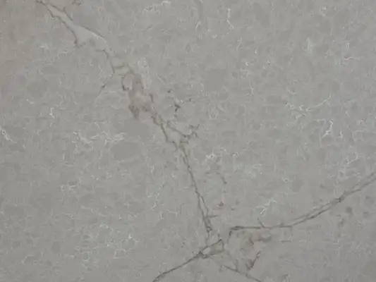 Closeup image of Daltile Freedom Calacatta Quartz countertop slab