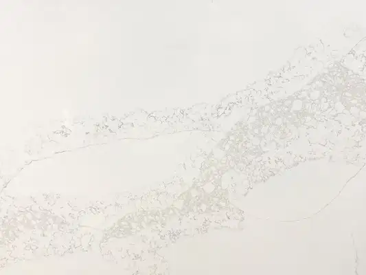 Closeup image of AmeriQuartz Statuario Cd Quartz countertop slab