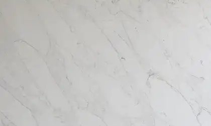 Closeup image of Q Quartz Calacatta Premata White Quartz countertop slab