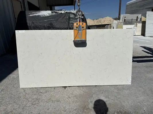 Full image of Viatera Soprano Cream Quartz countertop slab
