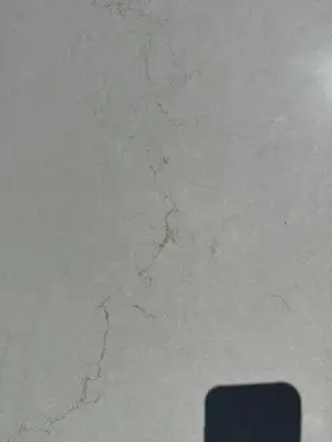 Closeup image of Daltile Mokara White Quartz countertop slab