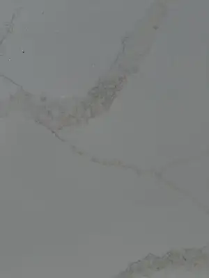 Closeup image of Stratus Quartz Calacatta Lumiere White Quartz countertop slab