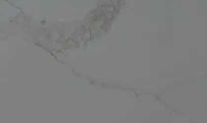 Closeup image of Stratus Quartz Calacatta Lumiere White Quartz countertop slab