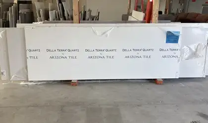 Full image of Della Terra Absolute White Quartz countertop slab
