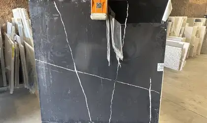 Full image of Silestone Eternal Noir Quartz countertop slab