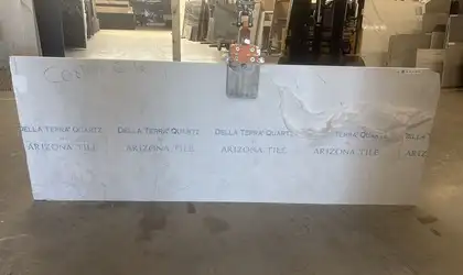 Full image of Della Terra Cortona Gold White Quartz countertop slab