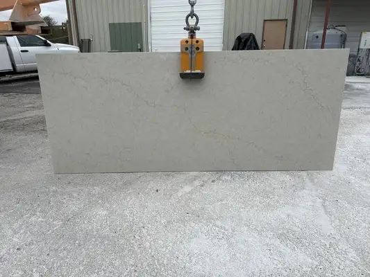 Full image of Stratus Quartz Nova Taj Cream Quartz countertop slab
