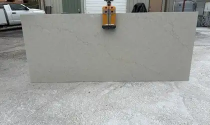Full image of Stratus Quartz Nova Taj Cream Quartz countertop slab