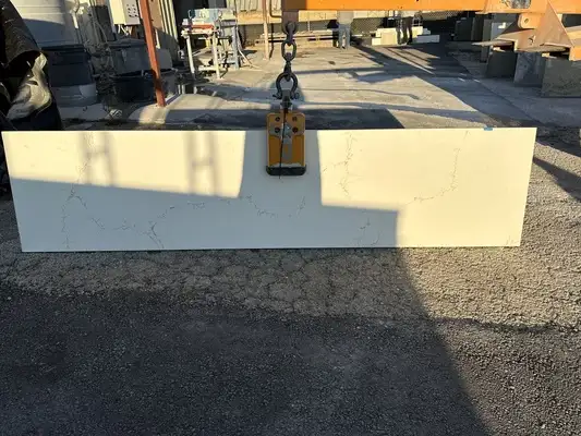 Full image of PentalQuartz Myora Gold White Quartz countertop slab