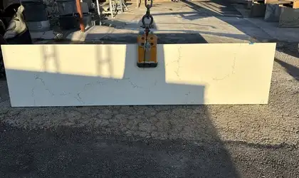 Full image of PentalQuartz Myora Gold White Quartz countertop slab