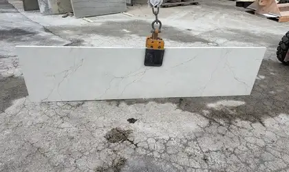 Full image of Stratus Quartz Ethereal White Quartz countertop slab