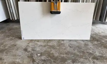 Full image of Viatera Etude White Quartz countertop slab