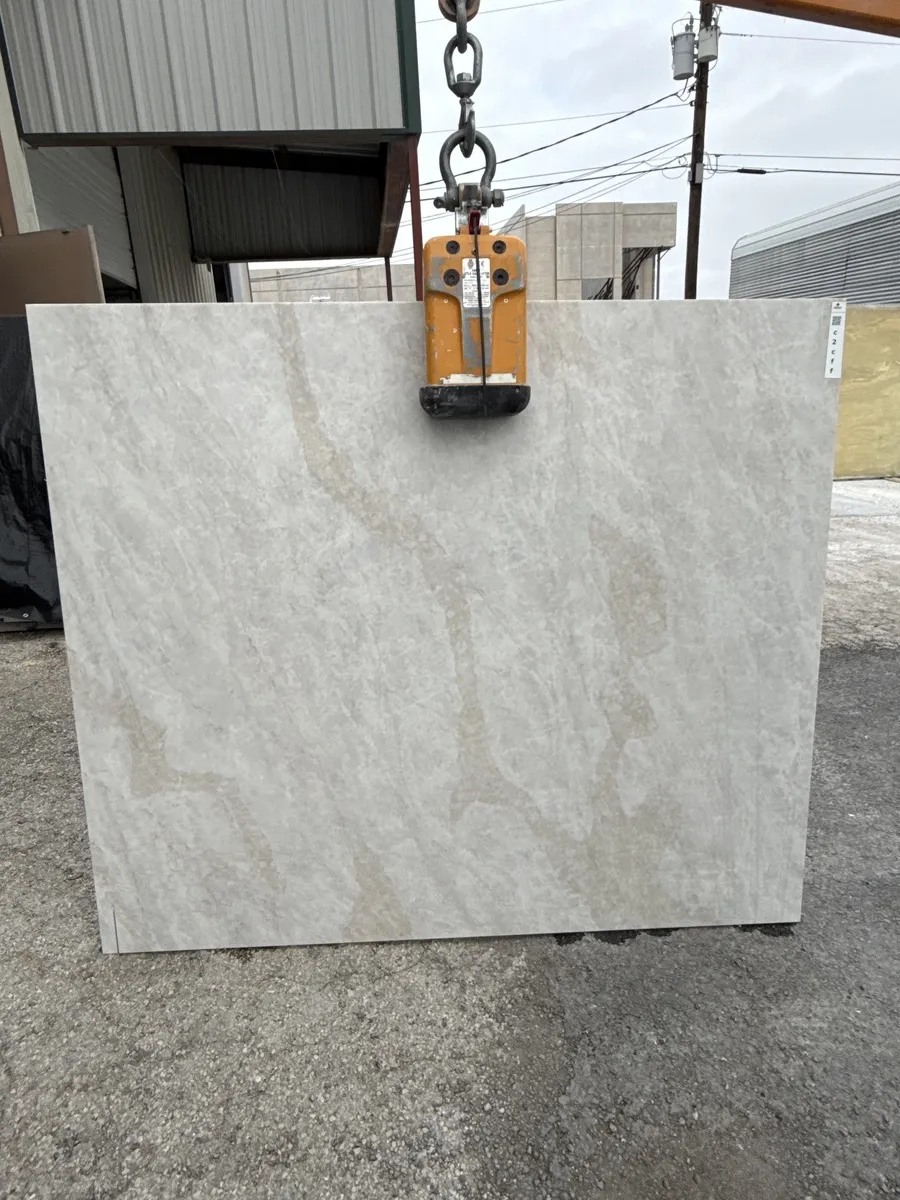Full image of Viatera Taj Duna Cream Quartz countertop slab