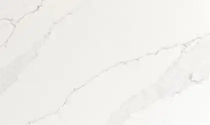 Closeup image of Della Terra Ridge White Quartz countertop slab