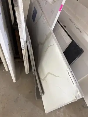 Full image of Della Terra Ripieno White Quartz countertop slab