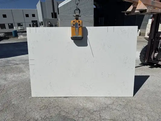 Full image of PentalQuartz Carrara Vario White Quartz countertop slab