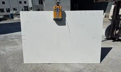 Full image of PentalQuartz Carrara Vario White Quartz countertop slab