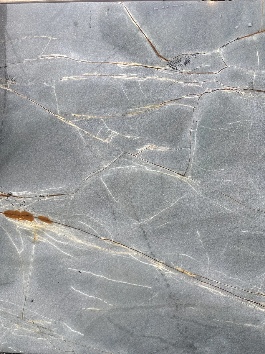 Closeup image of Blue Cascade Blue Quartzite countertop slab
