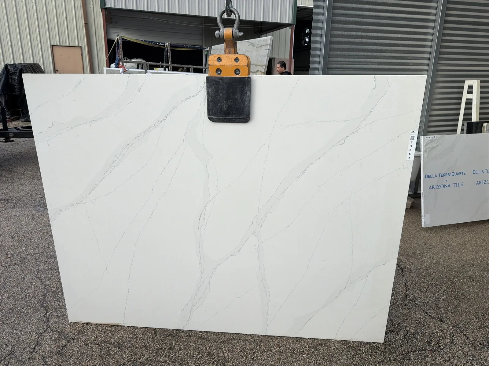 Full image of Silestone Eternal Calacatta Gold White Quartz countertop slab