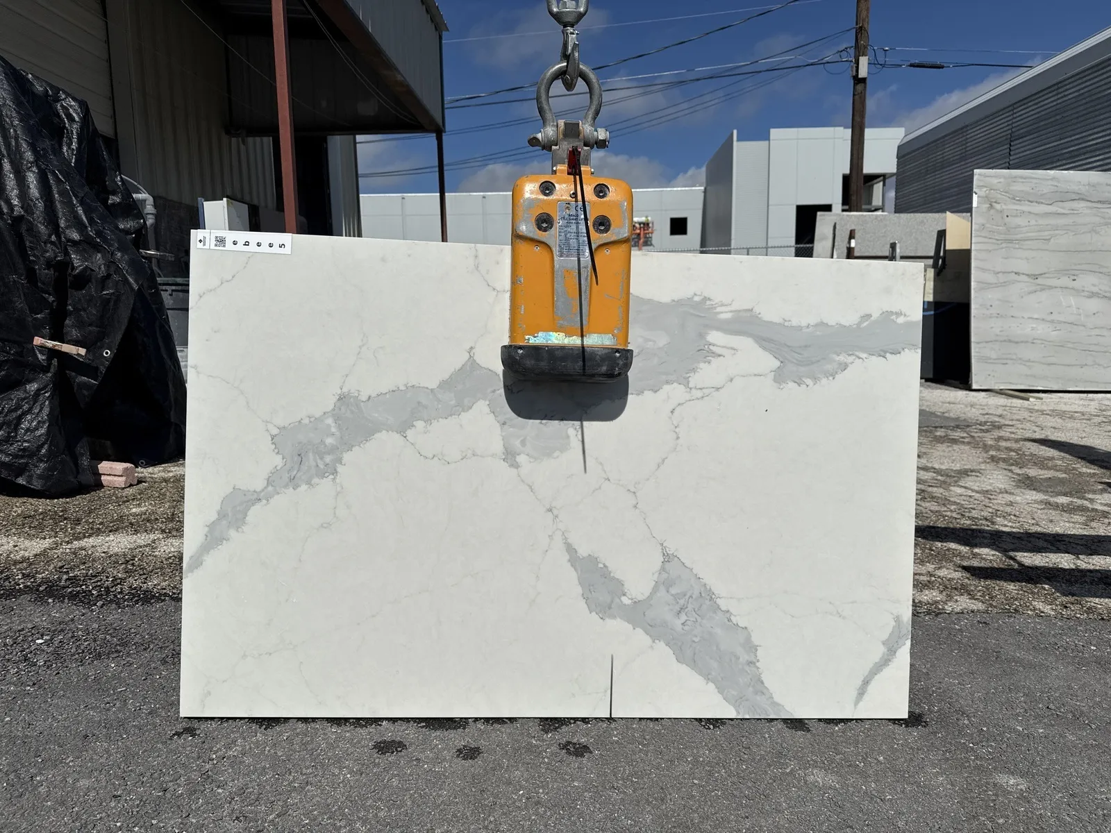 Full image of Stratus Quartz Calacatta Capri White Quartz countertop slab