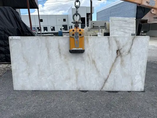 Full image of Crystallo Lumix White Quartzite countertop slab
