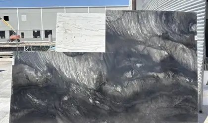 Full image of Black Fantasy Quartzite countertop slab