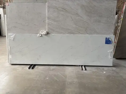 Full image of Della Terra Hana Sky White Quartz countertop slab