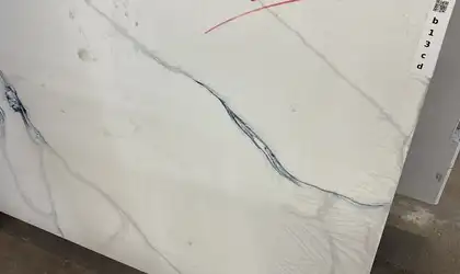Closeup image of Crescent Bianco Venatino Quartz countertop slab