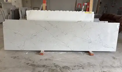 Full image of Silestone Victorian Silver Grey Quartz countertop slab