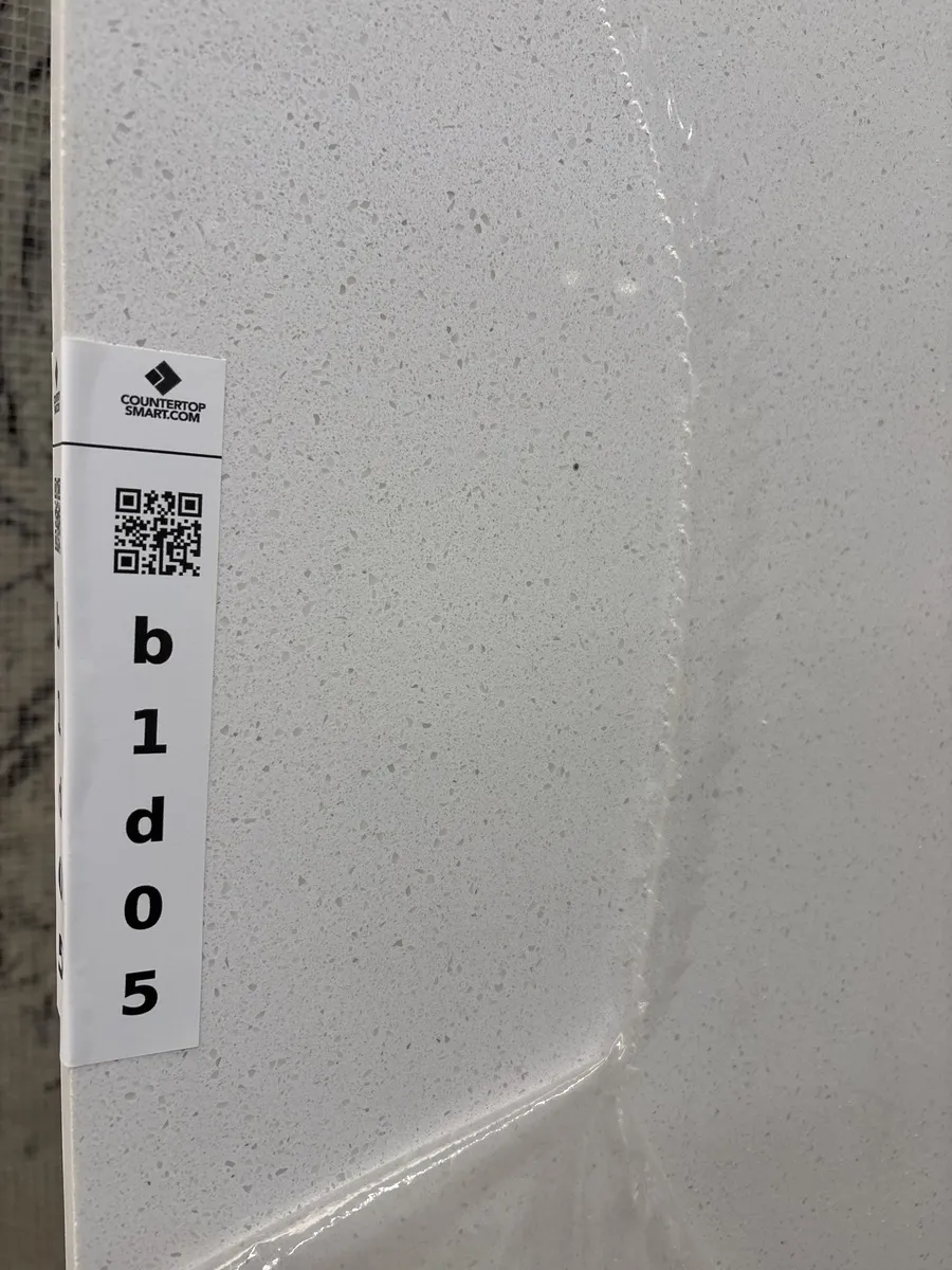 Full image of Q Quartz Frost White Quartz countertop slab