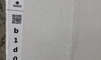 Full image of Q Quartz Frost White Quartz countertop slab