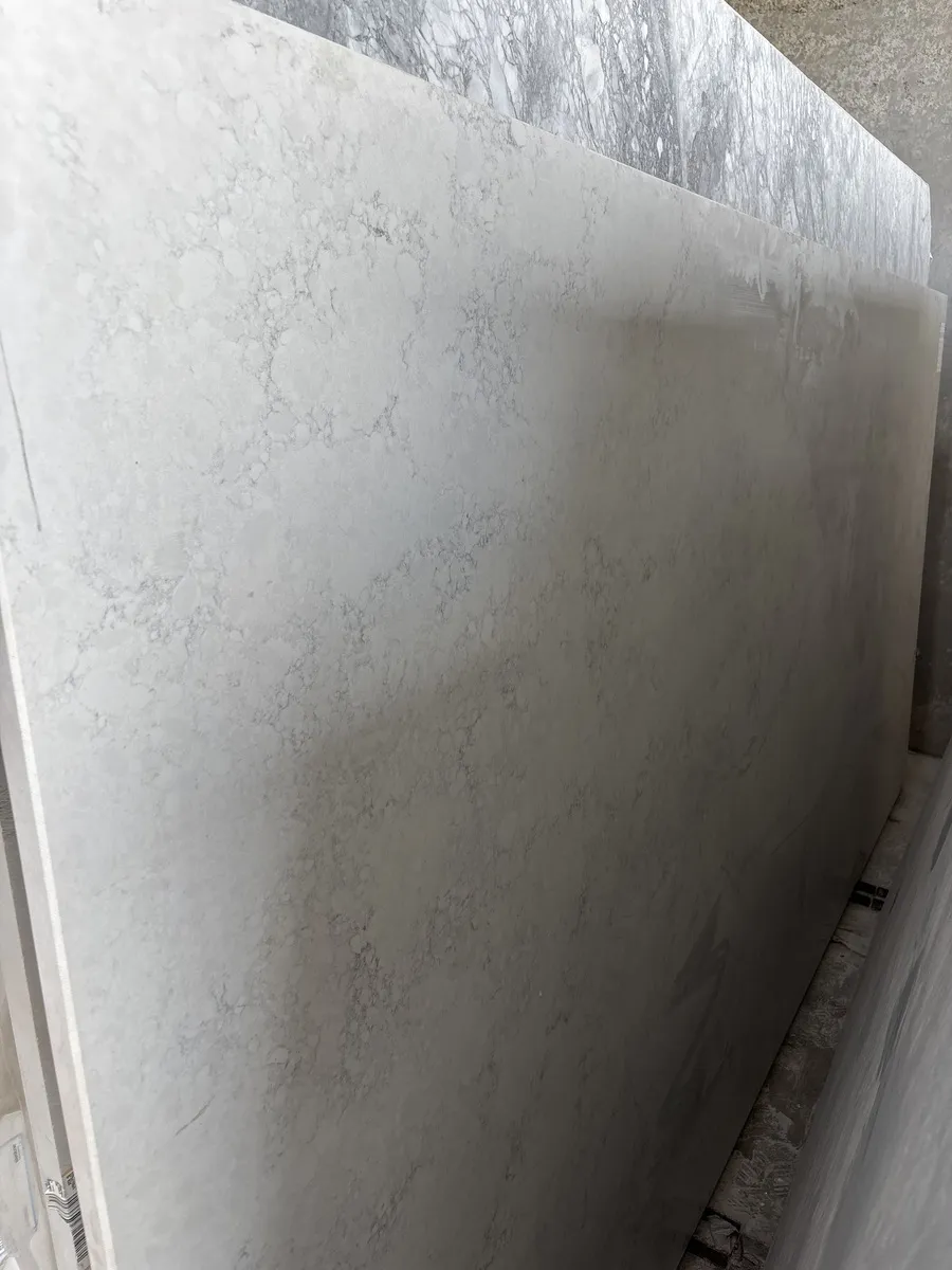 Full image of Opal Quartz Carrara White White Quartz countertop slab