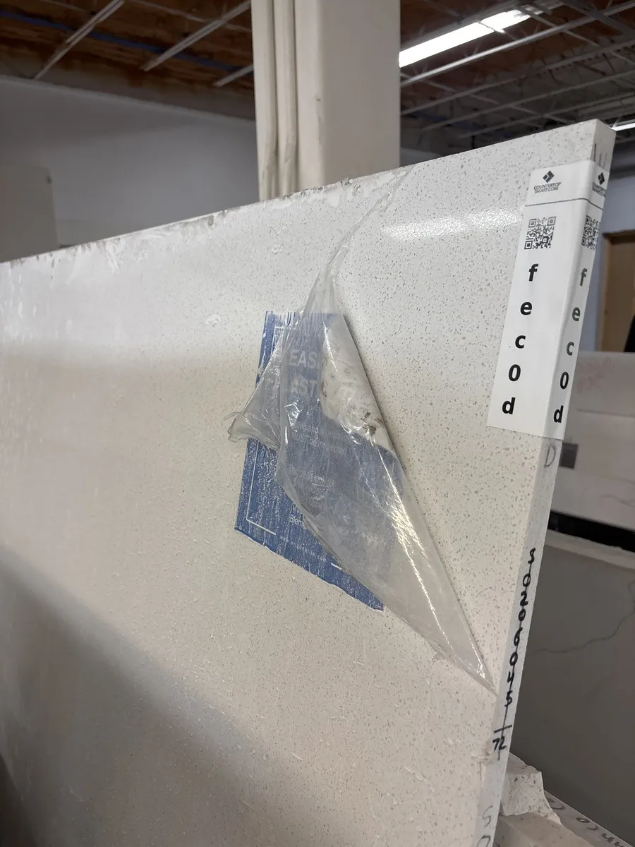 Full image of Della Terra White Sand Quartz countertop slab