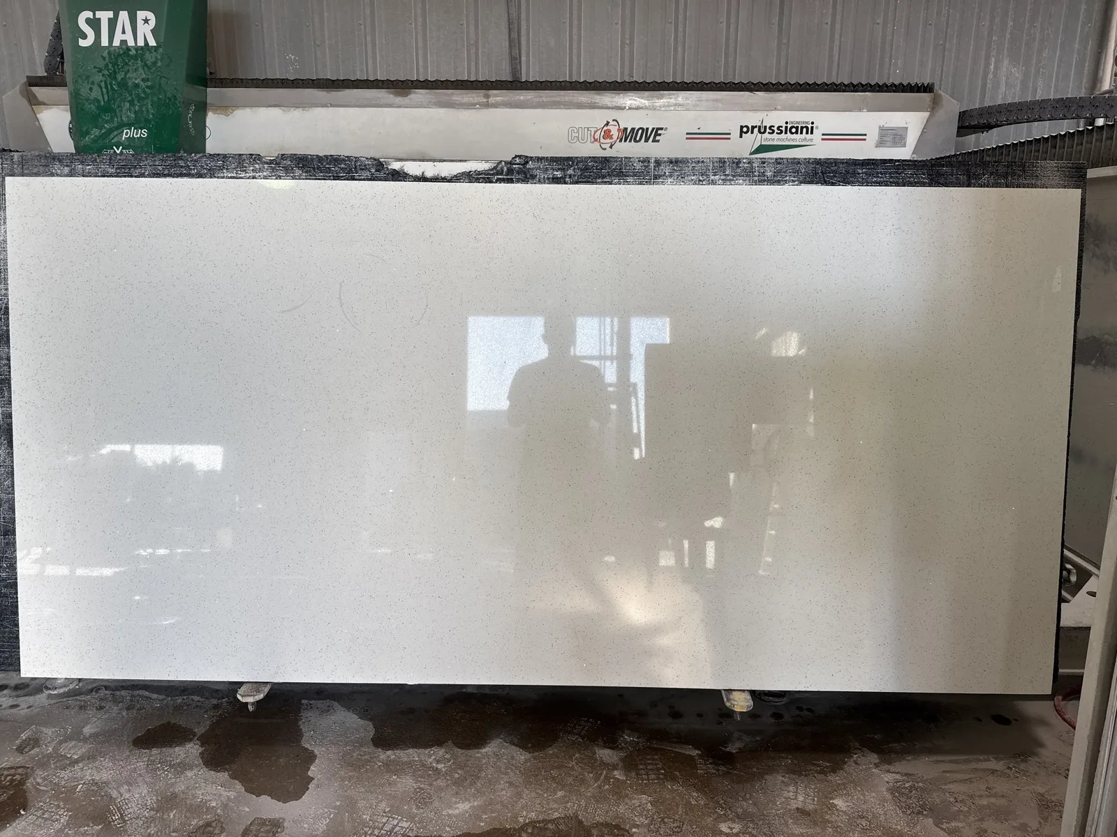 Full image of Q Quartz Sparkling White Quartz countertop slab