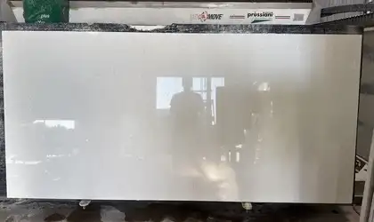 Full image of Q Quartz Sparkling White Quartz countertop slab