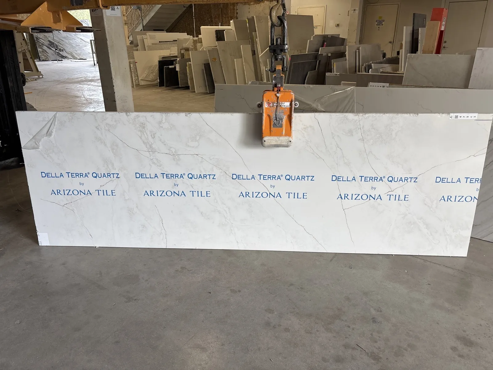Full image of Della Terra Cortona Gold White Quartz countertop slab