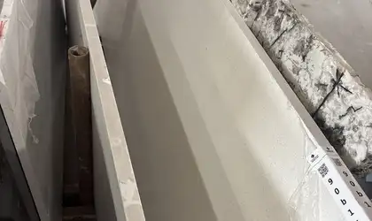 Full image of Q Quartz Frost White Quartz countertop slab