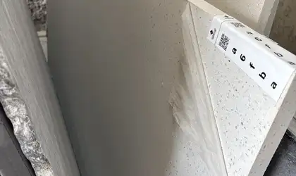 Full image of Q Quartz Sparkling White Quartz countertop slab