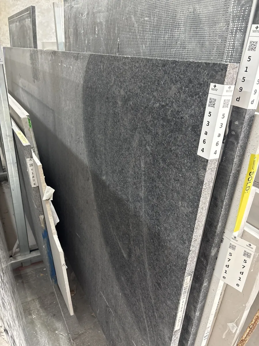 Full image of Silver Pearl Black Granite countertop slab