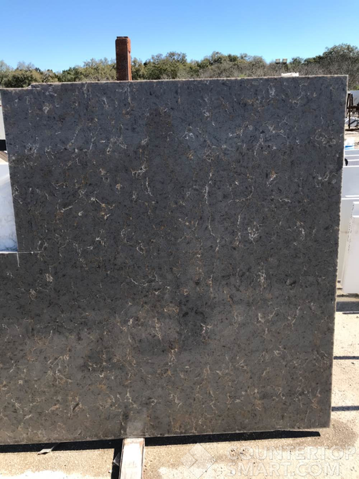 Full image of Silestone Copper Mist Grey Quartz countertop slab