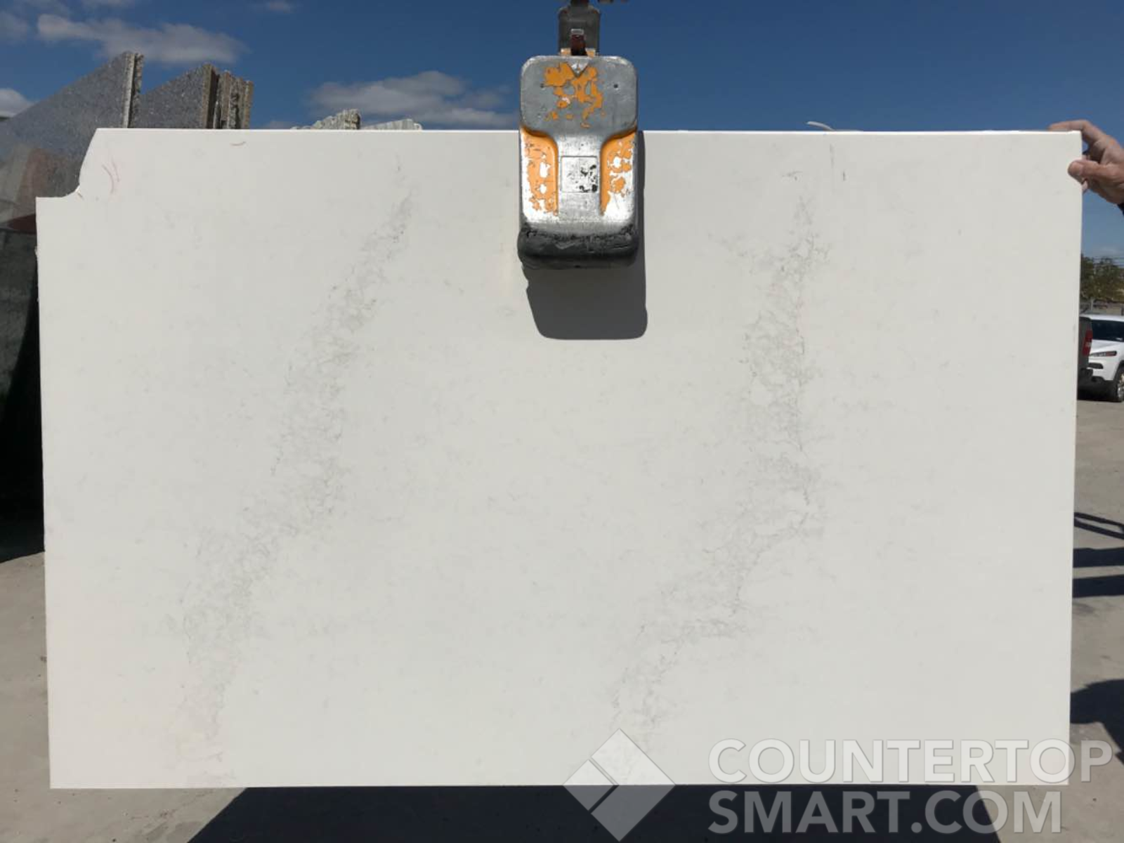 Full image of Caesarstone Calacatta Nuvo Quartz countertop slab