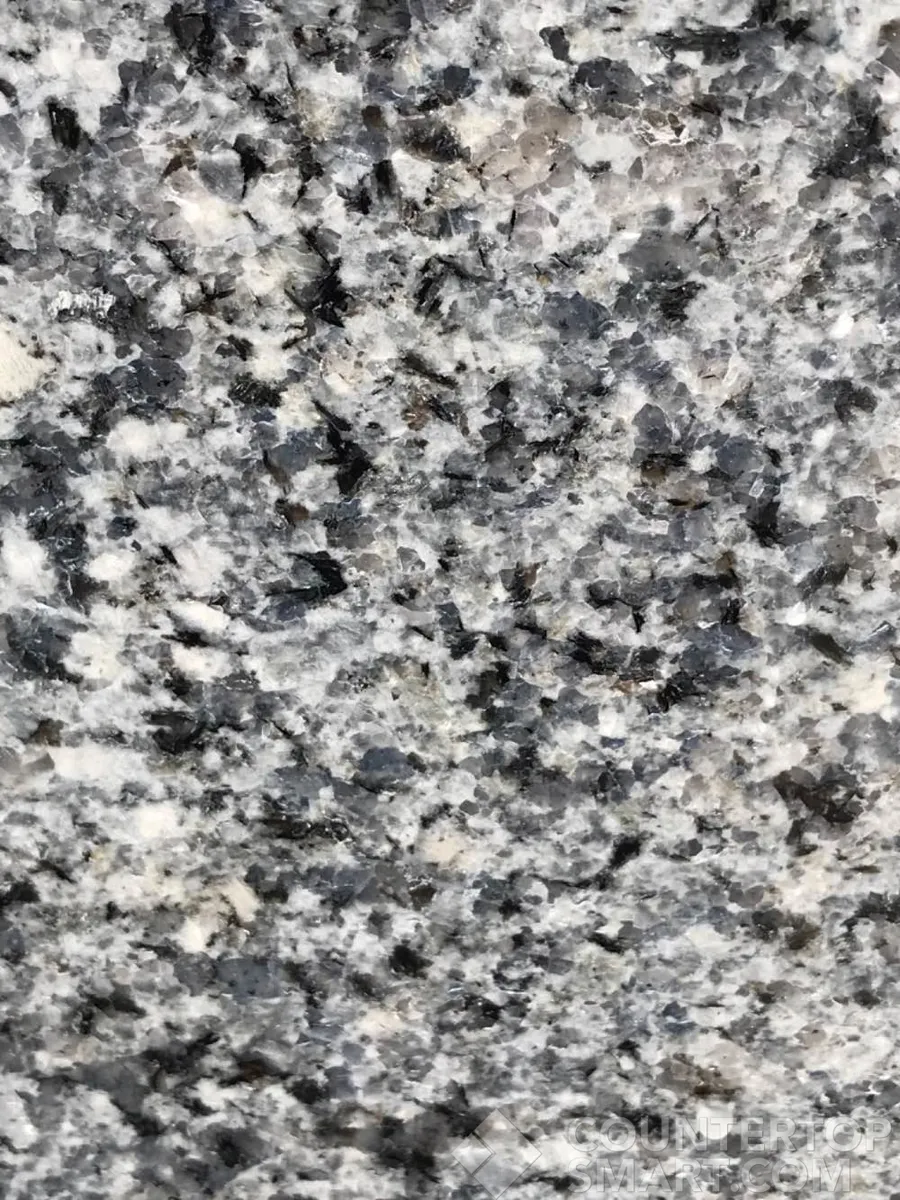 Closeup image of Azul Platino Granite countertop slab