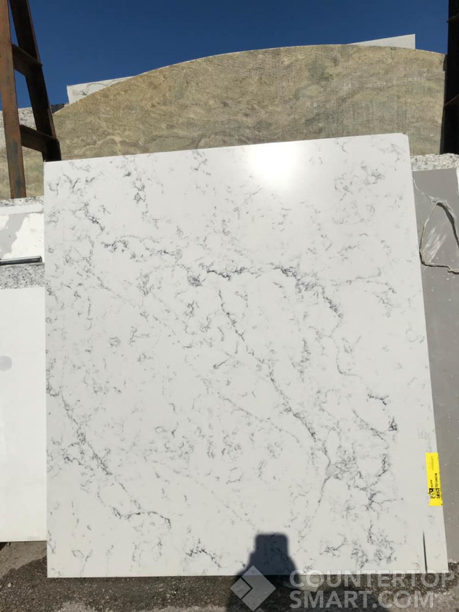 Full image of Caesarstone White Attica Quartz countertop slab
