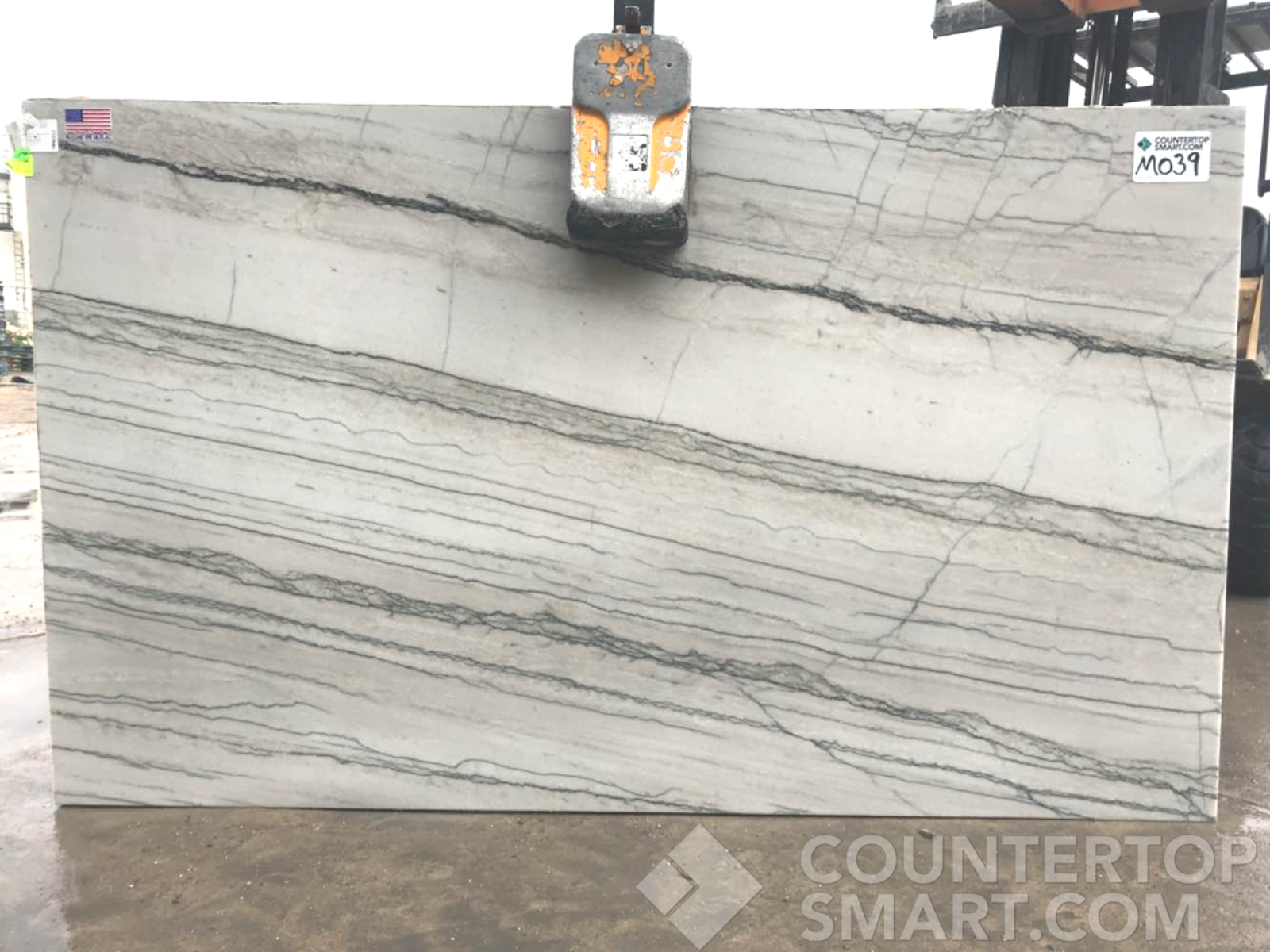 Full image of White Macaubas Quartzite countertop slab