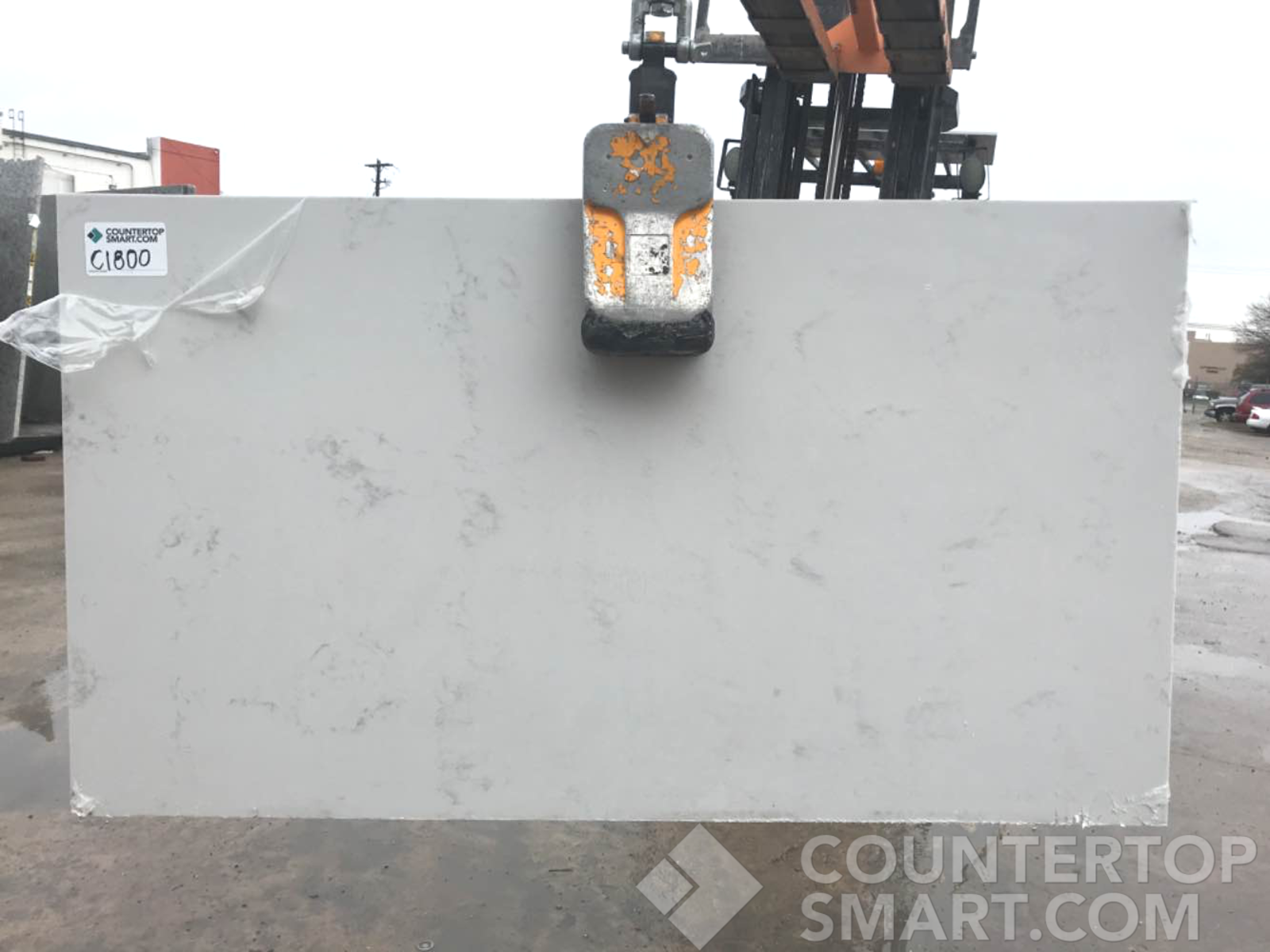 Full image of AmeriQuartz Carrara Grey Quartz countertop slab